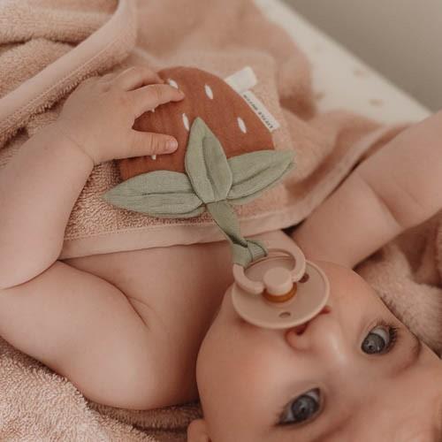 Doudou Attache tétine en gaze de coton #Fraise