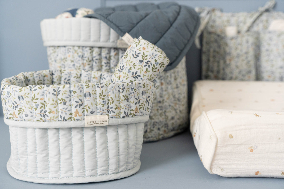 Panier de commode matelassé grand (réversible) #Forest Adventure