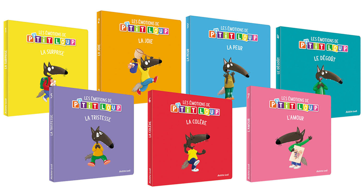 Bibliothèque p'tit loup - "mes 7 livres des émotions" - Auzou