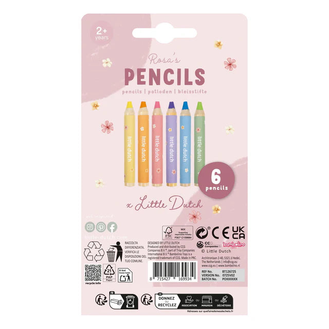 Crayons de couleur en bois - Rosa - Little dutch
