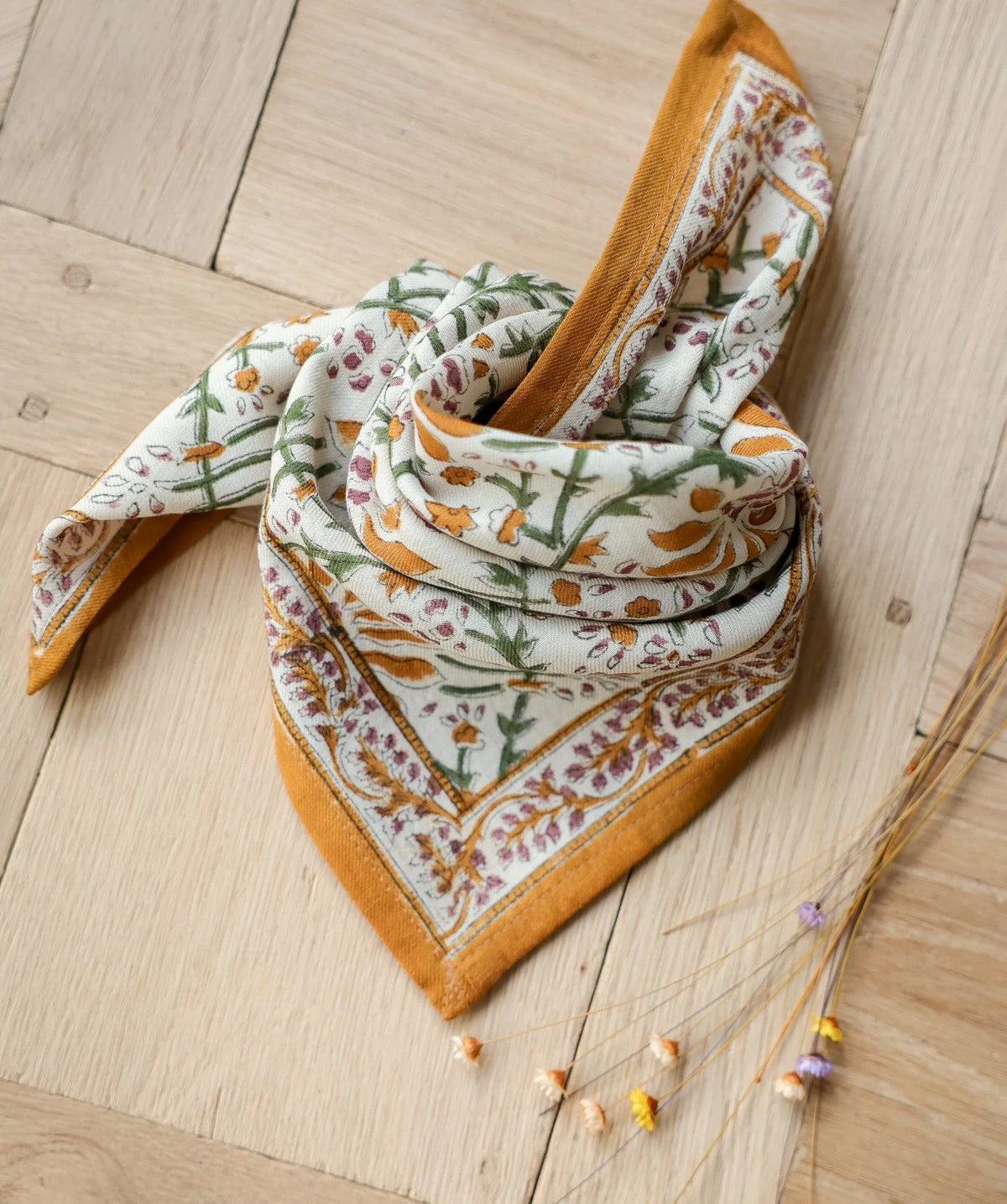 Foulard petit format Palmyre Caramel beurre salé - Bëllemme