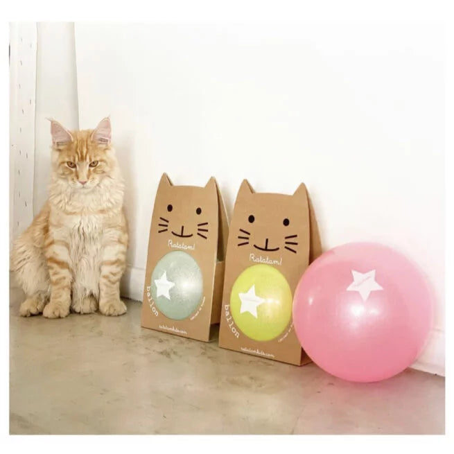 Ballon pailleté argenté 15cm #chat