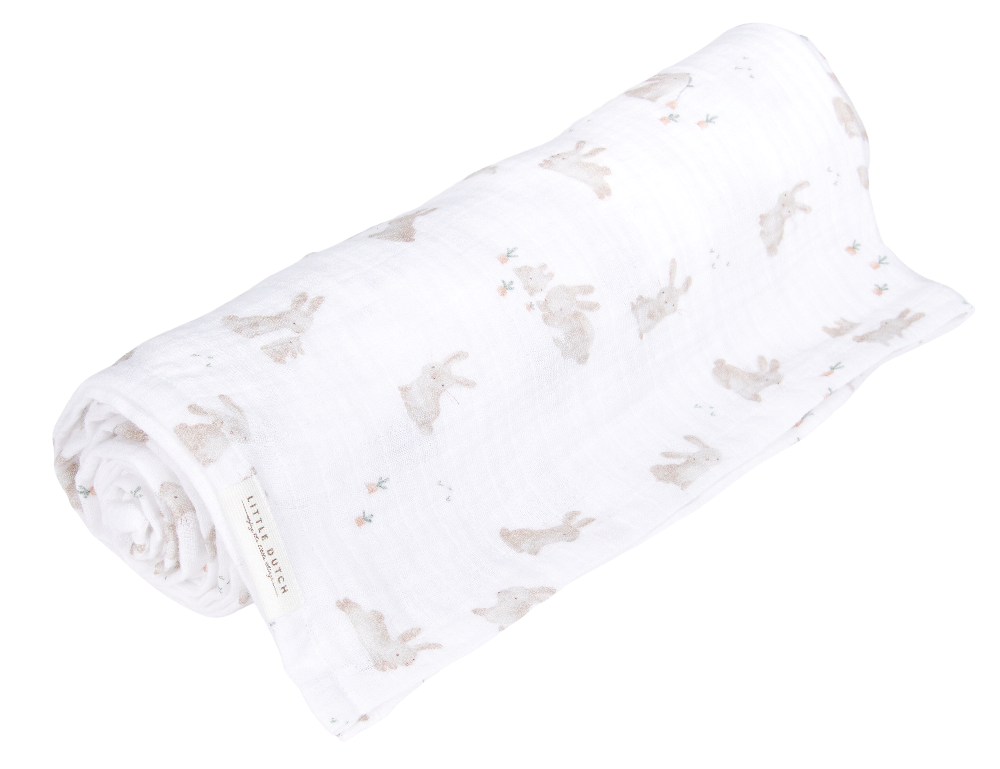 Langes XL en gaze de coton #Baby Bunny 120 x 120 cm