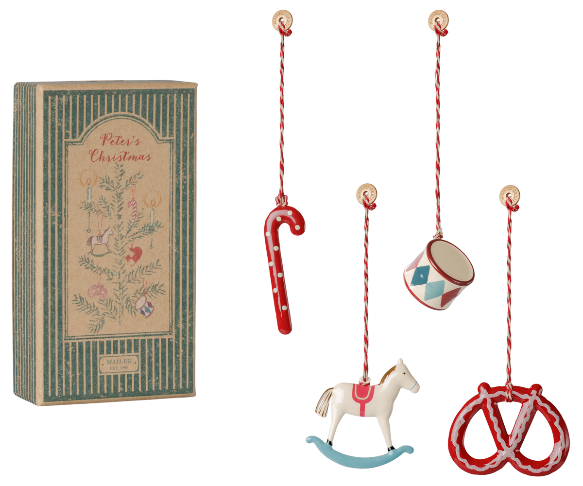 Coffret Cadeau d’Ornements Peter’s Christmas - Rouge/Bleu - Maileg
