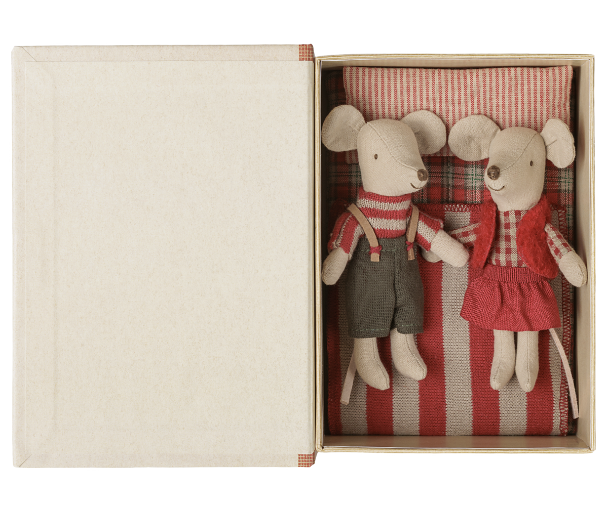 Jumeaux souris de Noël, Petite sœur et Petit frère dans leur coffret livre - Maileg