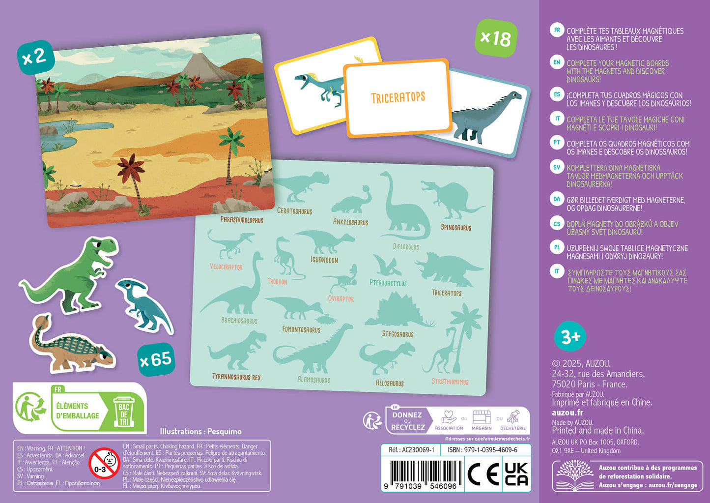Mon petit coffret aimanté - Les dinosaures - Auzou