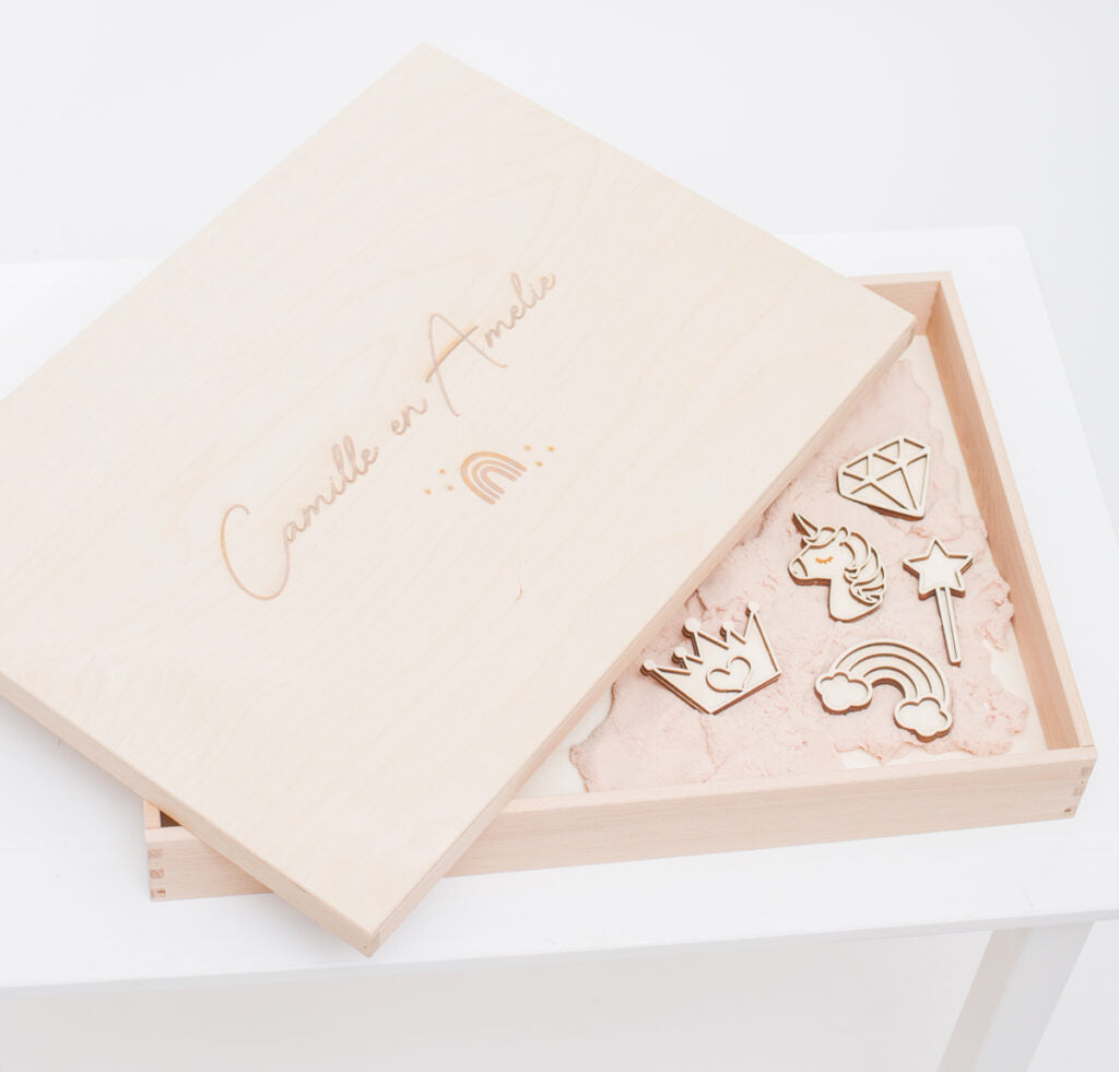 Plateau de jeu avec couvercle en bois - Leukmetletters
