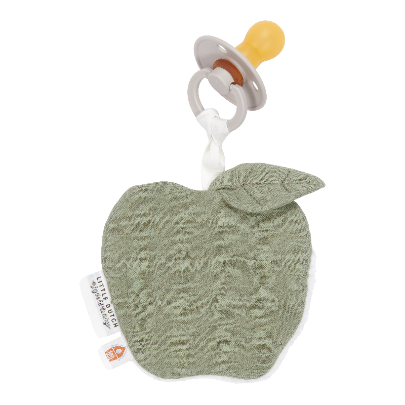 Doudou Attache tétine en gaze de coton Pomme #Pure Olive