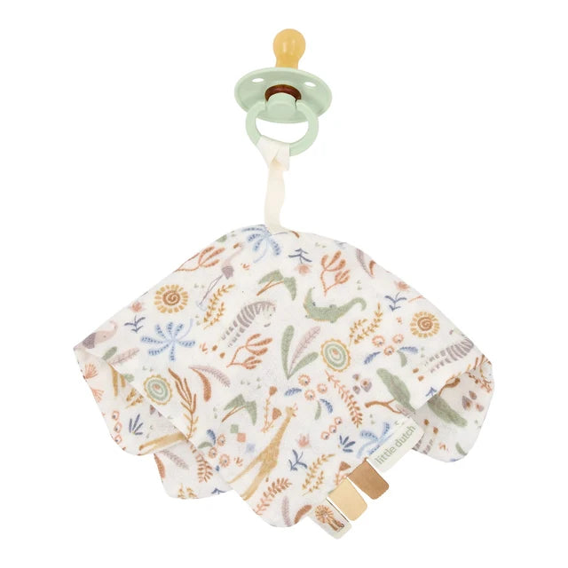Doudou attache-tétine en gaze de coton Safari Wonders | Little Dutch