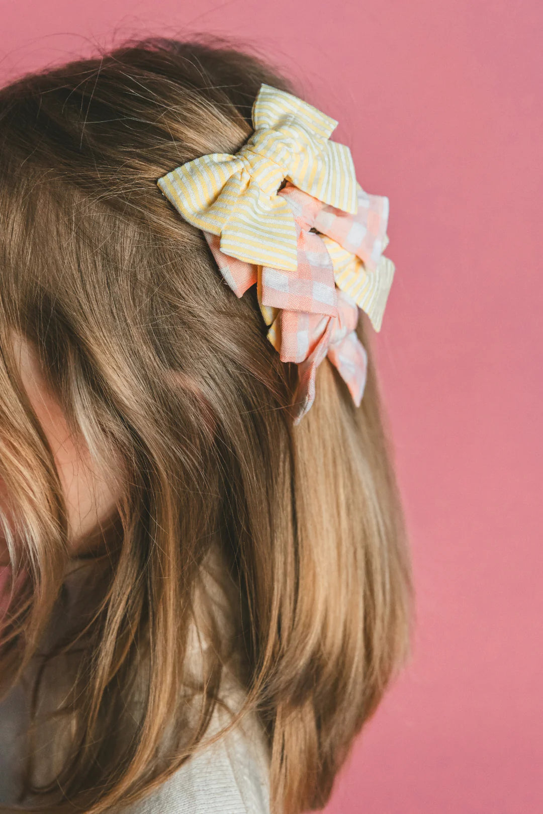 Barrette nœud princesse rayé jaune – Luciole et petit pois