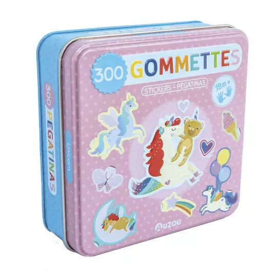 Boîte de gommettes métal #Les licornes