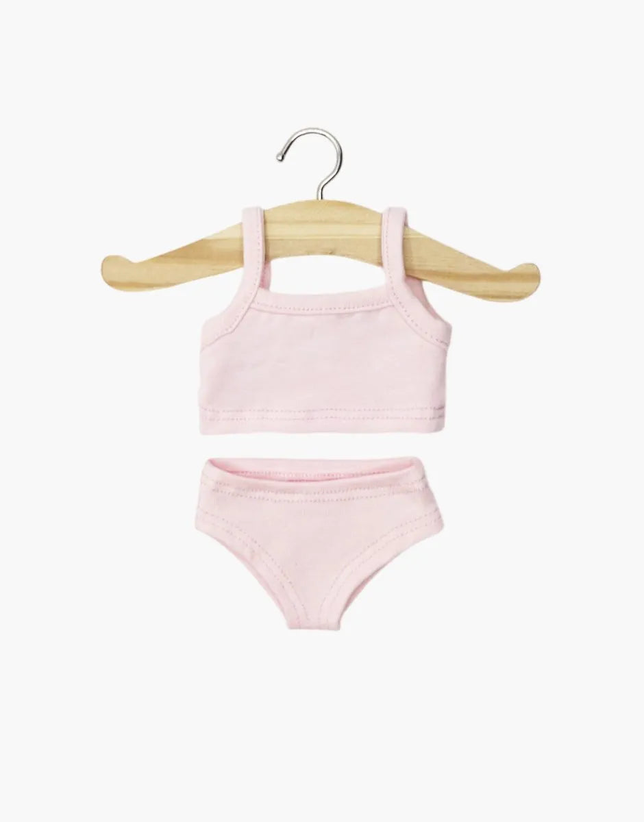Dessous fille en jersey rose pâle pour poupée Mini Panchas 27 cm – Minikane