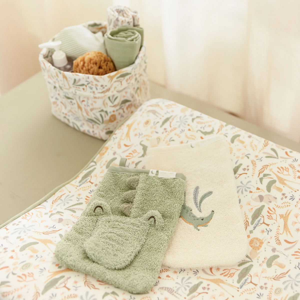 Lot de 2 gants de toilette Crocodile verts | Little Dutch