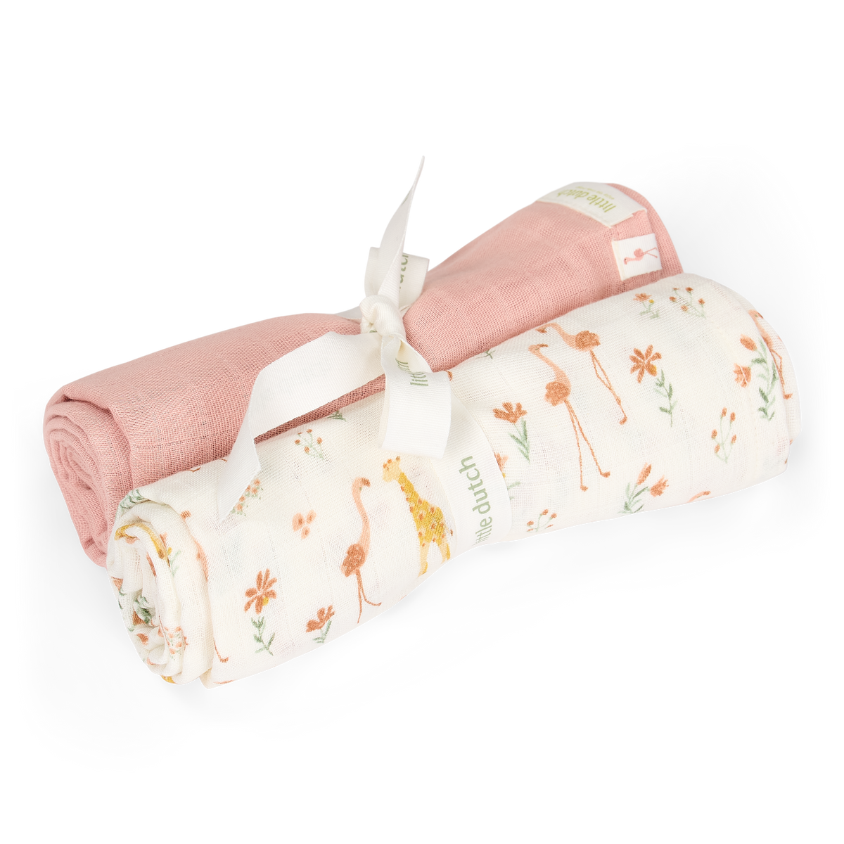 Set de 2 langes en gaze de coton Blooming Safari 70 x 70 cm - Little Dutch