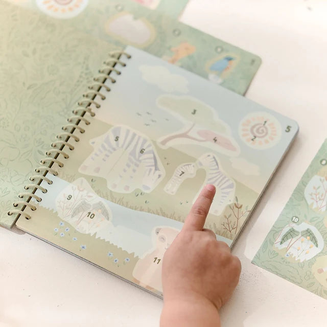 Cahier de stickers à numéros Jim Safari Friends – Little Dutch