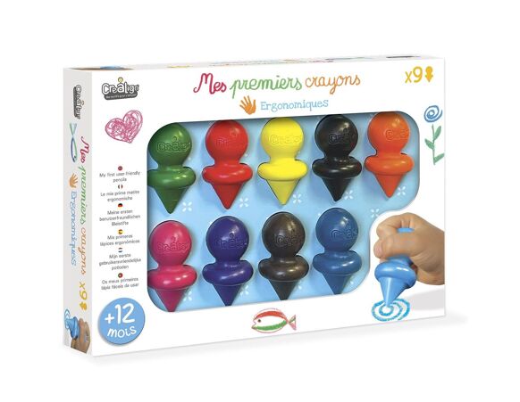 Mes Premiers Crayons x9 Créa Lign' - Crayons de Cire Ergonomiques Lavables