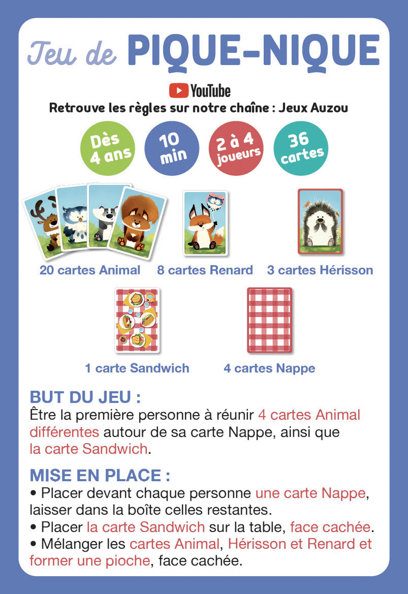 Jeux de cartes - Pique-Nique - Auzou