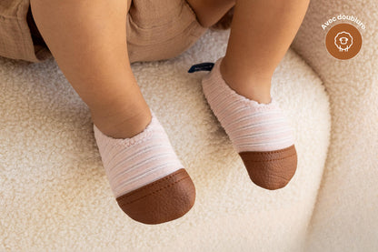 Chaussons #les Petits Velours Rose Pâle T21-23