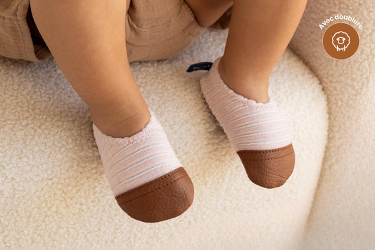 Chaussons #les Petits Velours Rose Pâle T21-23