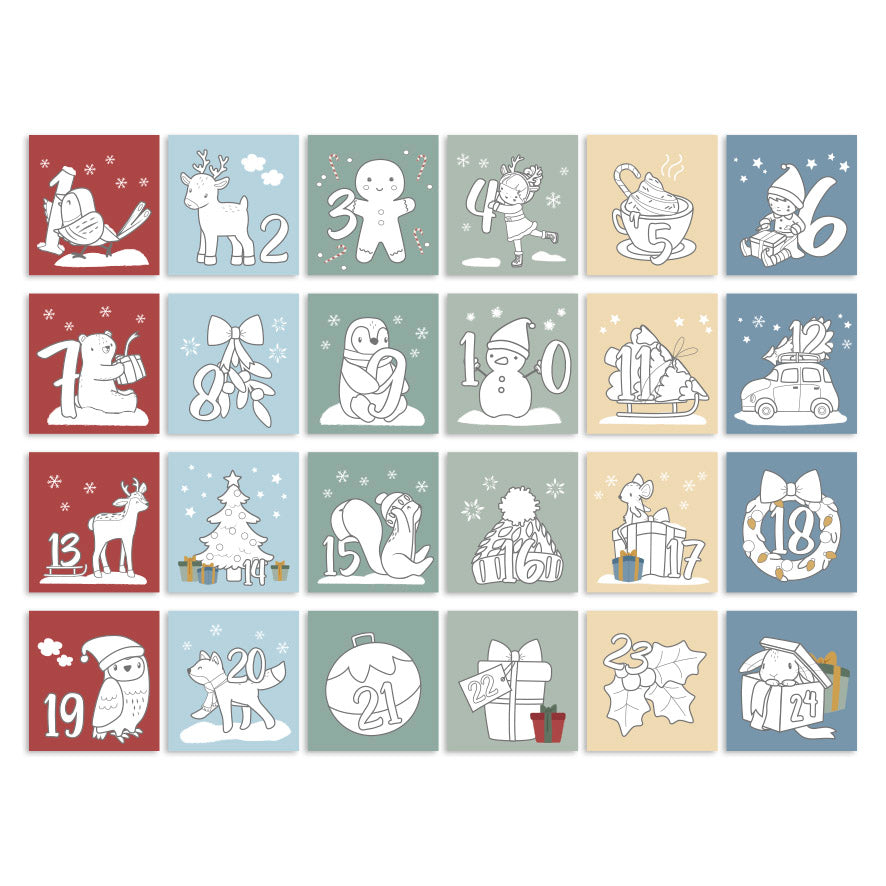 Calendrier de l'avent à colorier