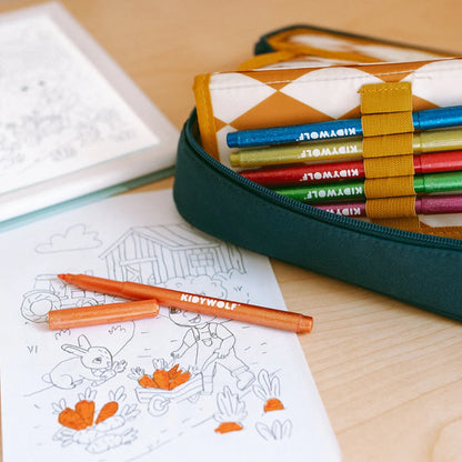 KIDYDRAW-PAD KIT – Feutres à paillettes et stickers – Kidywolf