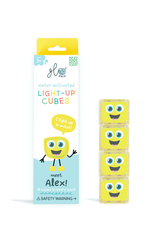 Cubes Lumineux Alex Jaune - Glo Pals Jeu Bain Sensoriel 3 ans+