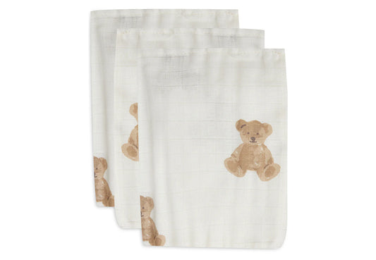 Gant de Toilette Gaze de Coton - Teddy Bear - 3 Unités - Jollein