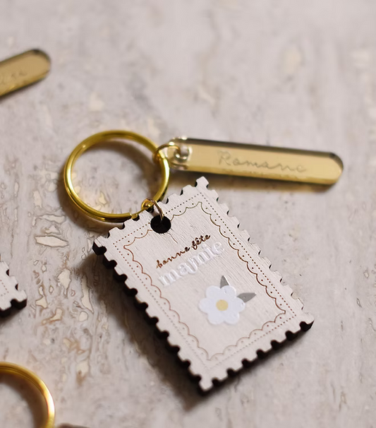 Porte clés "Bonne fête mamie" Paquerettes