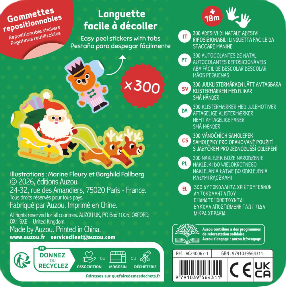 Boîte métal - 300 gommettes noël