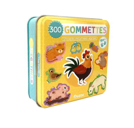 Boîte de gommettes métal  - Ferme - Auzou