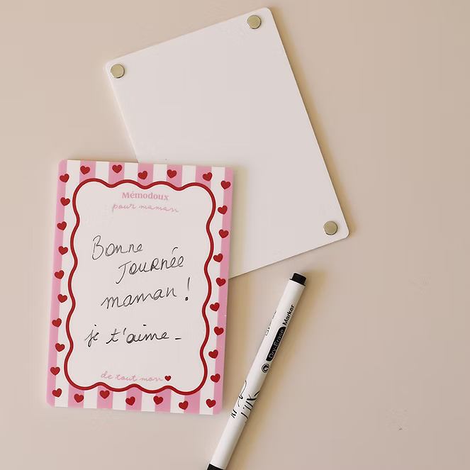 Ardoise magnétique "Mémodoux pour maman" coeurs - Les mignonneries