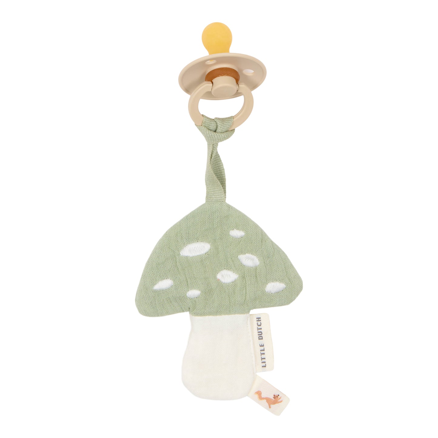 Doudou Attache tétine en gaze de coton #Champignon