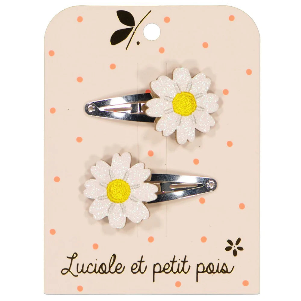 Barrettes Daisy marguerite (paire) – Luciole et petit pois