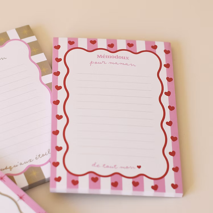 Bloc notes "Mémodoux pour maman" coeurs - Les mignonneries