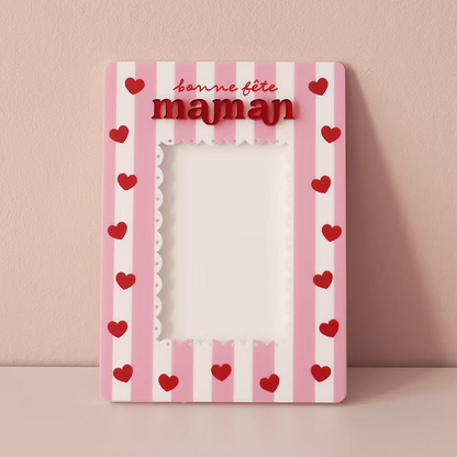 Cadre photo magnétique "Bonne fête maman" coeurs  - Les mignonneries