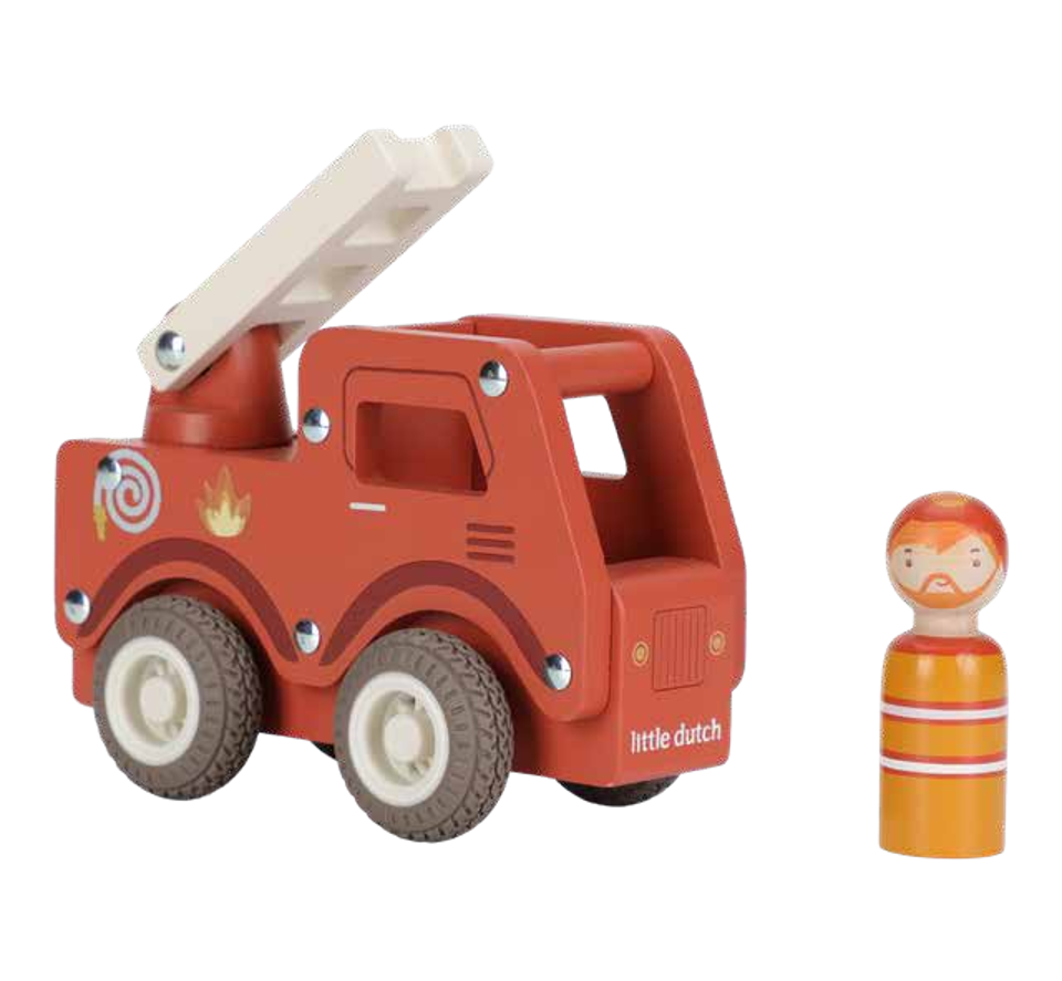 Camion de pompiers 1er âge en bois