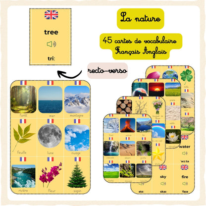 Cartes Vocabulaire en Français / Anglais  Nature -  Les lots d'Elo