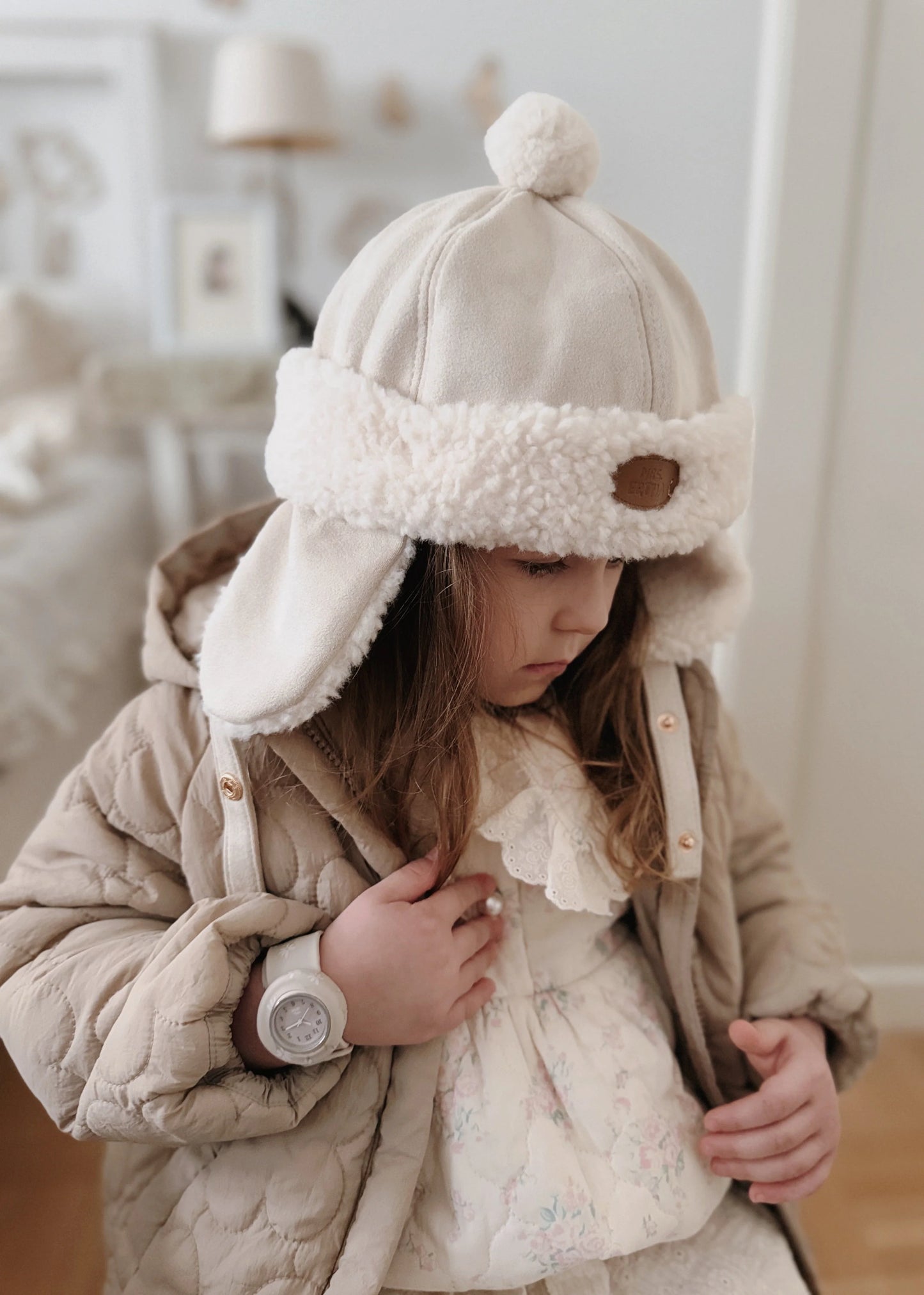 Chapeau Aviateur - Ivoire - 6ans - Mrs Ertha