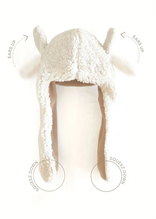 Chapeau Oreilles qui Bouges - Mouton vanille - 2-6 ans - Mrs Ertha