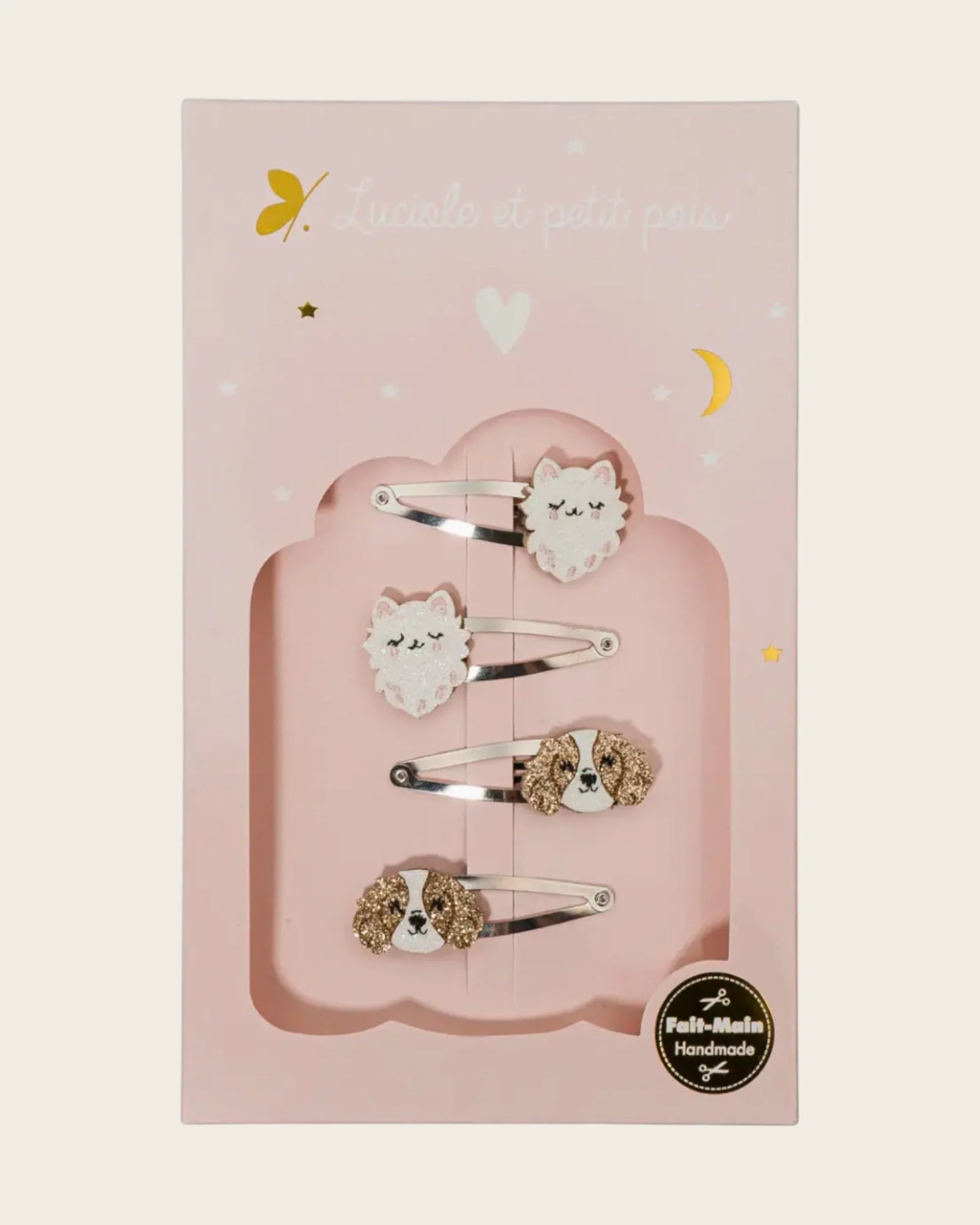 Coffret cadeau - Barrettes Chats et chien - Luciole et petit pois