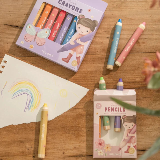 Crayons de couleur en bois - Rosa - Little dutch