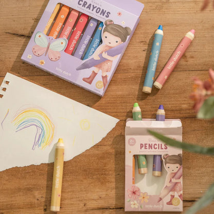 Crayons de couleur en bois - Rosa - Little dutch