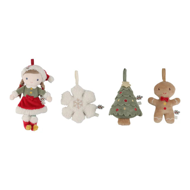 Coffret de 4 décorations de Noël en peluche Rosa – Little Dutch