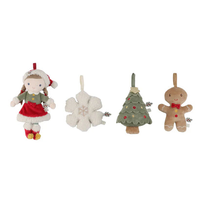 Coffret de 4 décorations de Noël en peluche Rosa – Little Dutch