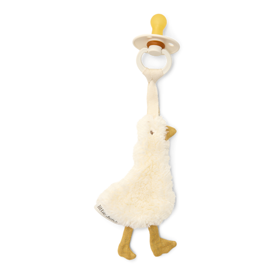 Doudou attache-tétine en gaze de coton  #Oie