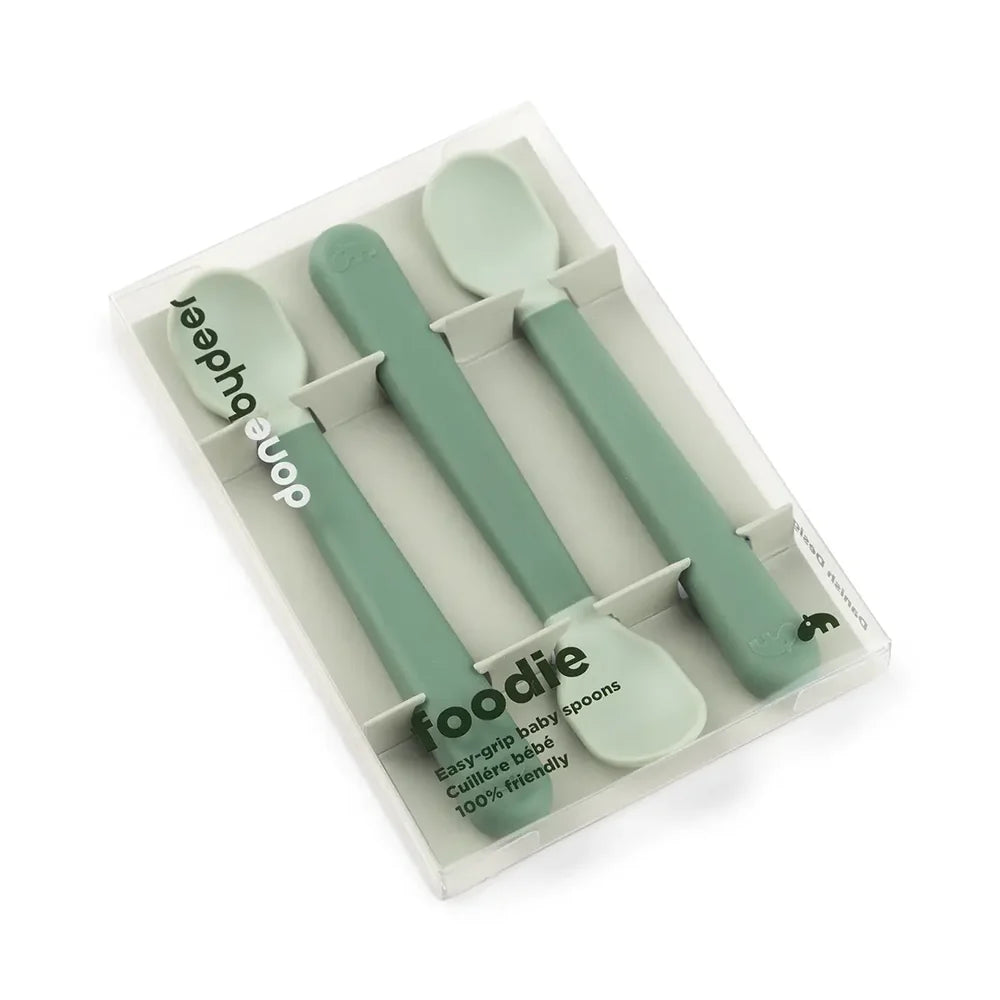 Cuillère bébé Easy-grip lot de 3 - Vert - Done by Deer