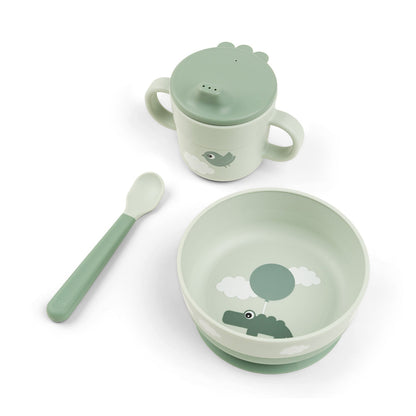 Foodie coffret premier repas ventouse - Happy clouds - Vert- Done by Deer