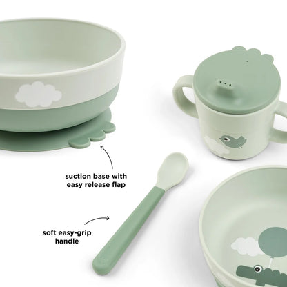 Foodie coffret premier repas ventouse - Happy clouds - Vert- Done by Deer