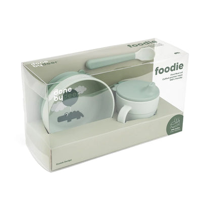 Foodie coffret premier repas ventouse - Happy clouds - Vert- Done by Deer