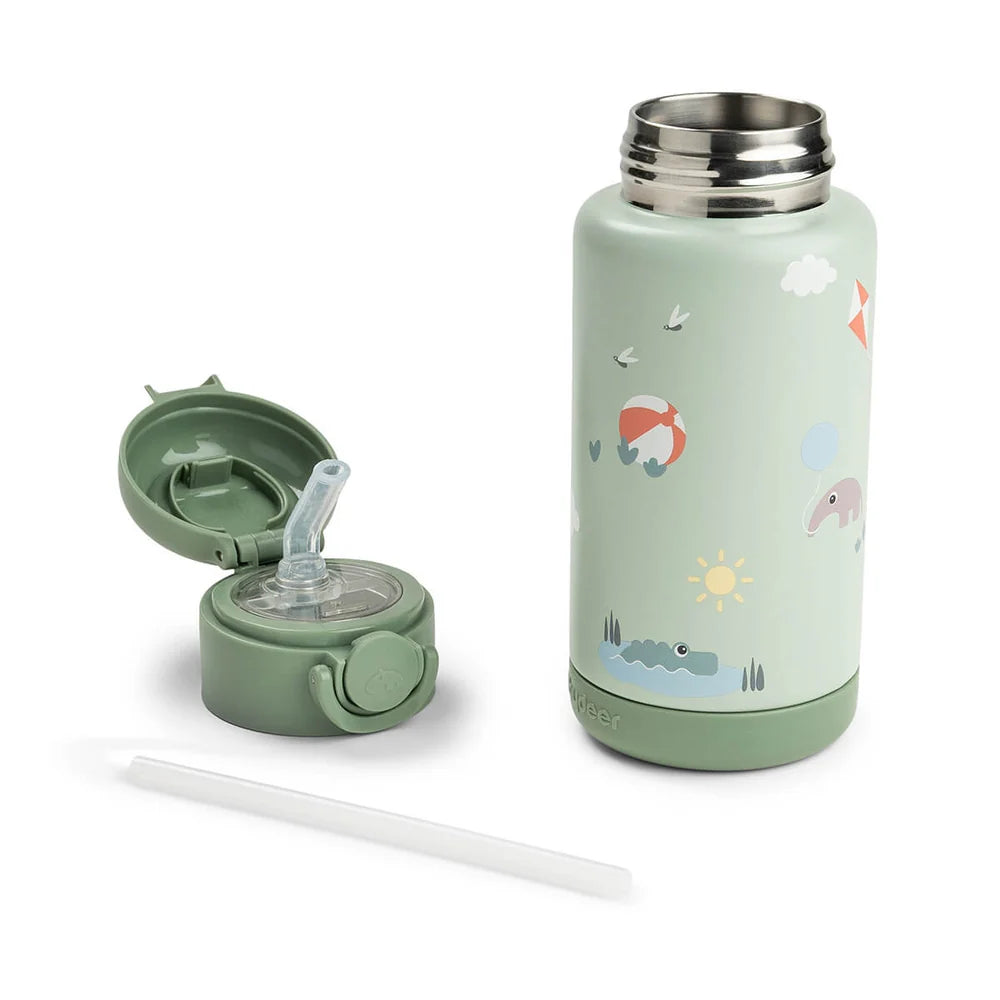 Gourde paille isolée - Playground - Vert - 340 ml- Done by deer